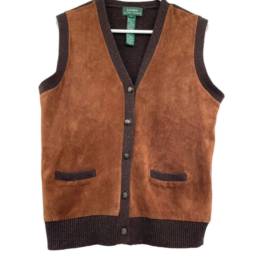 Lauren Ralph Lauren Brown Suede Vest - Picture 5 of 13